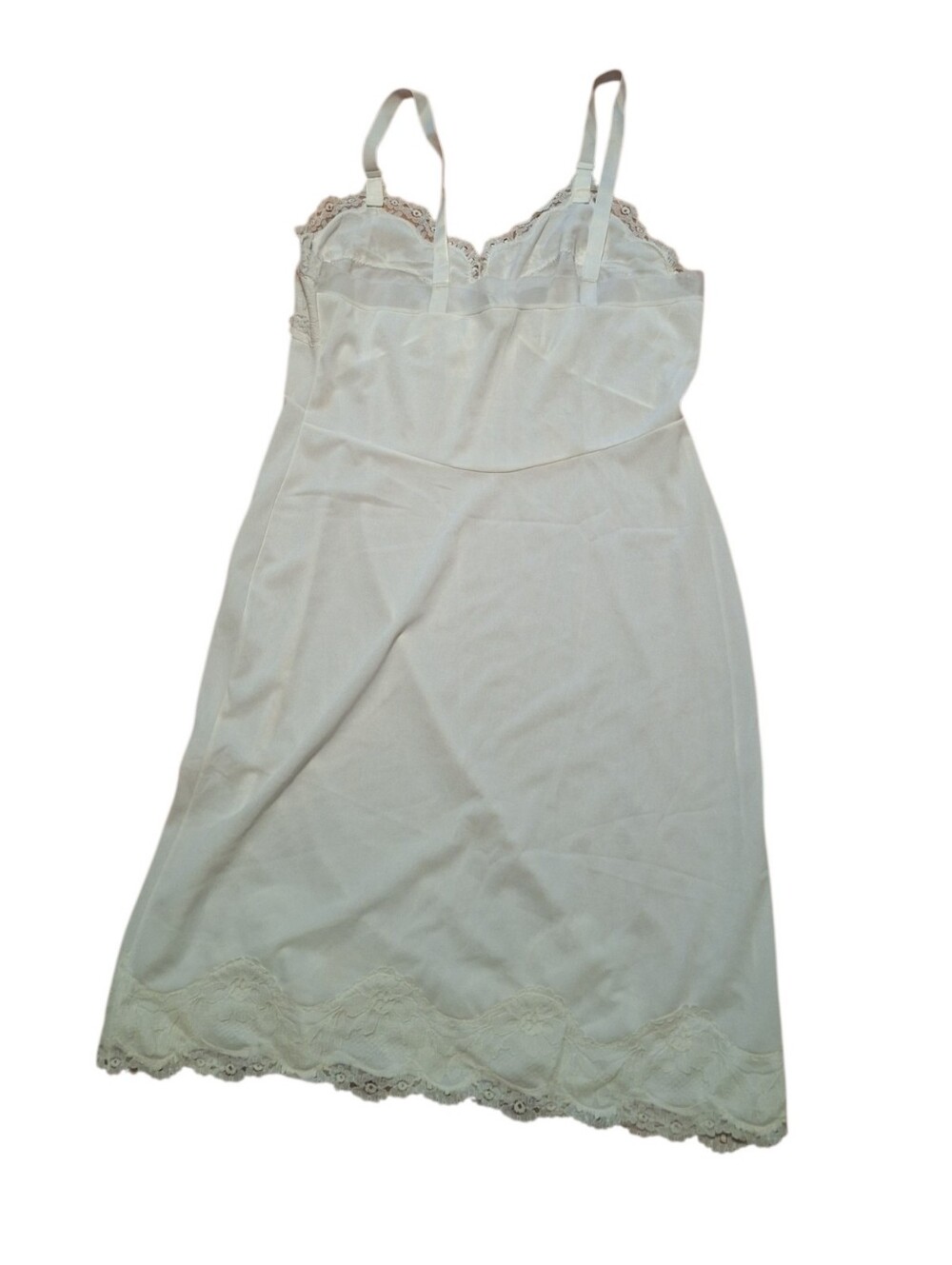 Vintage Movie Star USA Ivory WHITE Ladies Lacey Slip Size 36 Old Money Starlet